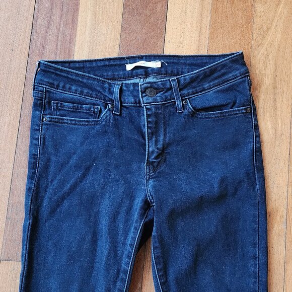 Levi's 711 Ripped Skinny Dark Wash Jeans Size 27 - Picture 5 of 16